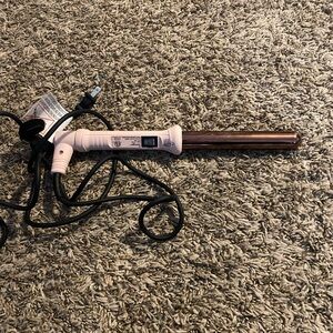 L'ange  Hair Curling Wand HT015B 1” Blush Pink Lange Curling Iron